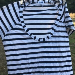 Anthropologie Splended black and cream stripe tee